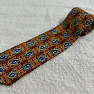 Vintage Robert Talbott Mesler's Men's Necktie Orange, Red, Gold, Geometric